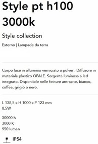 Stalp LED Exterior, Cafeniu, Protectie IP54, Style pt h100 3000k