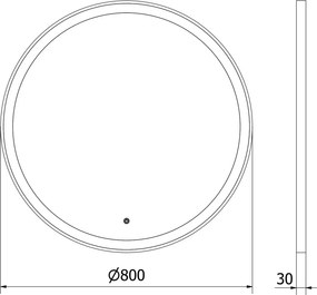 Mexen Esso oglindă de baie iluminată, rotundă 80 cm, LED 6000K, antiaburire, ramă neagră - 9825-080-080-611-70