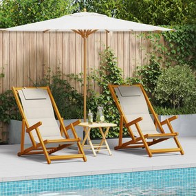 vidaXL Scaun de plajă cu pernă 2 pcs Maro 61.5 x 123 x 82cm