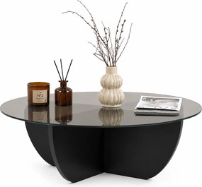 Masuta cafea LIYA, negru/transparent, sticla/PAL, 90x90x30 cm