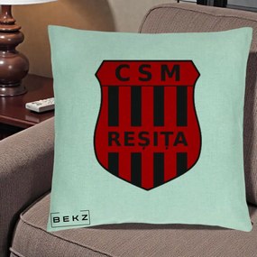Perna Personalizata CSM Resita Fotbal, 40x40 cm, Verde Menta, Husa Detasabila, Perna Inclusa, BEKZ®