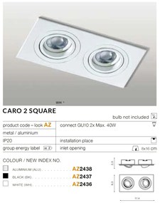 Spot incastrat tavan/plafon CARO 2 S aluminiu