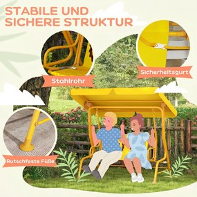 AIYAPLAY Leagăn pentru Copii cu Copertină Reglabilă și Centură de Siguranță, 120x112x75 cm, Galben | Aosom Romania