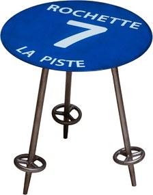 Măsuță laterală albastră din metal, Ø40 cm, "Rochette 7"