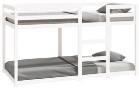 821655 vidaXL Pat supraetajat, alb, 90x200 cm, lemn masiv de pin