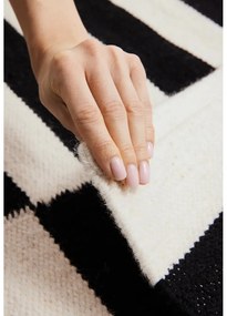 Covor tip traversă negru-alb reversibil/țesut manual din lână 80x200 cm Donna – Hanse Home