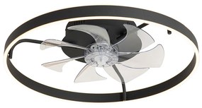 Ventilator de tavan Negru 70cm Inclusiv LED dimabil cu telecomandă - Maddy