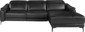 Coltar LUX design italian cu sezlong dreapta si functia relax Cowhide negru