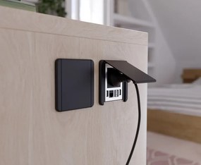 Priză încorporabilă în blat Flip GTV, 1 priză Schuko, 2 x USB A, HDMI, RJ45, negru, 92 x 98 mm Negru, Aluminiu/Plastic, L:92 mm; l:98 mm