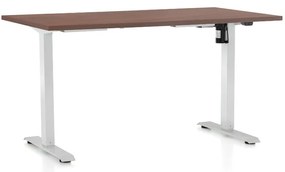 Masa inaltime reglabila OfficeTech A, 140 x 80 cm, bază albă, nuca