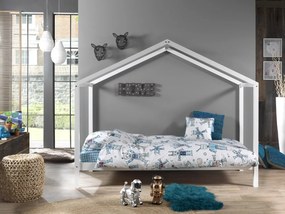 Set DALLAS în alb format dintr-un Pat copii Vipack fără gard (90 x 200 cm) și un sertar.