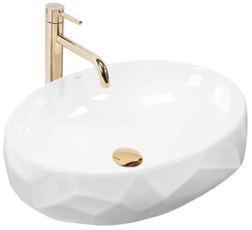 Lavoar pe blat Rea Maya oval 60 cm alb lucios
