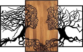 Decoratiune perete TREE LOVE 312, negru/nuc, metal/lemn, 125x3x79 cm