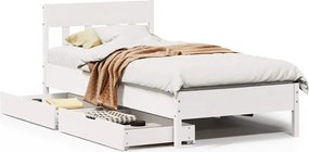 vidaXL Cadru de pat fără saltea, alb, 90x200 cm, lemn masiv pin