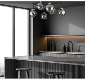 Lustră aplicată NESSA 6xE27/60W/230V negru/auriu/negru fumuriu