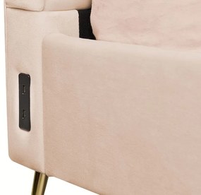 Pat matrimonial 140 cm Mirabell (bej) (cu somieră) (cu port USB). 1081444