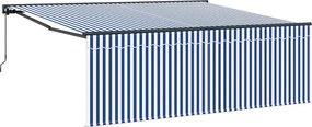 vidaXL Cortina Retractabilă Manual Albastru și Alb 400 × 300 cm