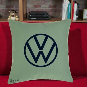 Perna Personalizata cu emblema Volkswagen, 40x40 cm, Verde, Husa Detasabila, Perna Inclusa, BEKZ®