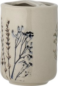 Set dispenser săpun lichid și pahar din ceramică cu flori de câmp aplicate manual, D8×H11/D8×H18 cm, „Bea"