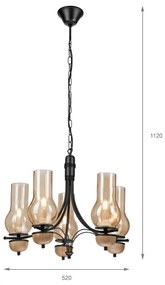 Lustră pe lanț Brilagi COTTAGE 5xE14/40W/230V fag/maro