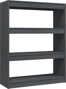 vidaXL Bibliotecă/Separator cameră, gri, 100x30x103 cm, lemn masiv pin
