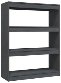 808215 vidaXL Bibliotecă/Separator cameră, gri, 100x30x103 cm, lemn masiv pin