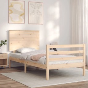 3195186 vidaXL Cadru de pat cu tăblie single, lemn masiv