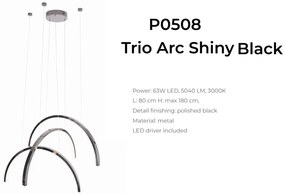 Lustra LED design decorativ modern Trio Arc Shiny Black