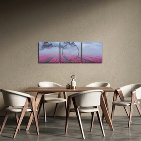 Tablou - Peisaj cu câmpuri de lalele (cu ceas) (90x30 cm)