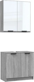 vidaXL Set dulapuri Baie, 2 piese, gri sonoma, lemn prelucrat