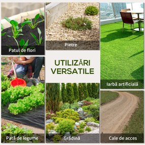 Outsunny Folie pentru Mulcire 1300g/m², Respirabilă și Anti-UV din Polipropilena, 50x2 m, Negru | Aosom Romania