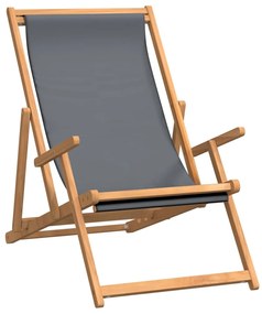 317698 vidaXL Scaun de plajă pliabil, gri, lemn masiv de tec