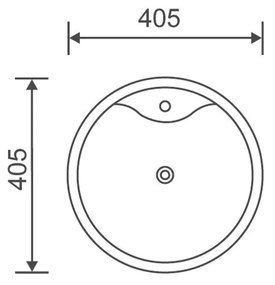 Lavoar pe blat alb lucios 40 cm, rotund, orificiu baterie, Fluminia Ibiza Grande New 405x405 mm