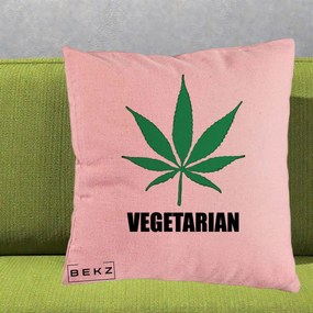 Perna Decorativa Vegetarian cu Frunza, 40x40 cm, Roz, Husa Detasabila, Perna Inclusa, BEKZ®