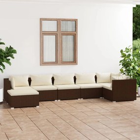 3101826 vidaXL Set mobilier de grădină cu perne, 7 piese, maro, poliratan