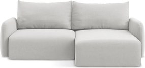 Colțar gri deschis extensibil/cu spațiu de depozitare cu tapițerie din catifea (cu colț pe partea dreaptă/cu șezlong) Kalena – Makamii