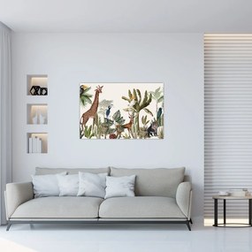 Tablou - Jungla plină de animale (90x60 cm)