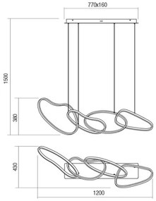Redo 01-3390 - Candelabru LED reglabil pe cablu BIAS LED/90W/230V, negru