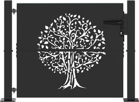 vidaXL Poartă de grădină Negru 110 x 105 cm Oțel vopsit în pulbere