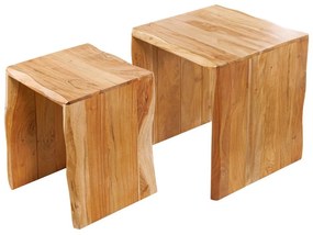 Set de 2 masute din lemn de salcam MAMMUT