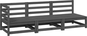 vidaXL Set mobilier de grădină, 3 piese, gri, lemn masiv de pin