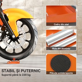 HOMCOM Cadru cu Role pentru Motociclete din Oțel și Aluminiu Portocaliu | Aosom Romania
