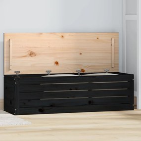 823628 vidaXL Cutie de depozitare, negru, 109x36,5x33 cm, lemn masiv de pin