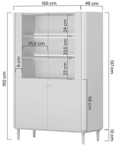 Vitrină Elivo 100 cm pe picioare - eucalipt / stejar baltic dune