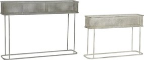 Set suporturi ghivece alb antichizat din metal, 100×22×70 cm și 80×20×53 cm, „White"