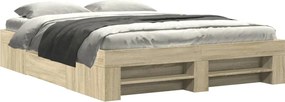 vidaXL Cadru pat fără saltea stejar sonoma, 160x200 cm, lemn prelucrat