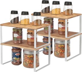 Set de organizatoare din bambus CEZAR, 4 piese, maro/albă SongmicsHome
