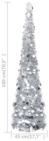 Brad de Craciun artificial tip pop-up, argintiu, 180 cm, PET 1, Argintiu, 180 cm