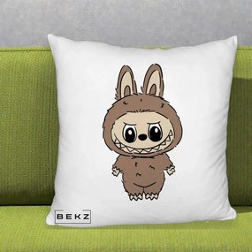 Perna Personalizata Labubu Maro Natural Solo, 40x40 cm, Alb Pufos, Husa Detasabila, Perna Inclusa, BEKZ®