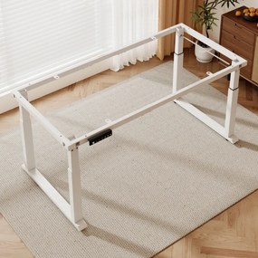 ELEVON ST01 - Cadru electric reglabil pentru birou, 2 motoare, înălțime reglabilă 70–114 cm, structură extensibilă 112–165 cm, 4 memorii, senzor anti-coliziune, funcționare silențioasă, Alb